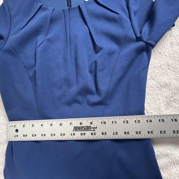Classiques Entier Womens Blue Pleated Shift Dress Size 4 Long Sleeve Career - Picture 7 of 10